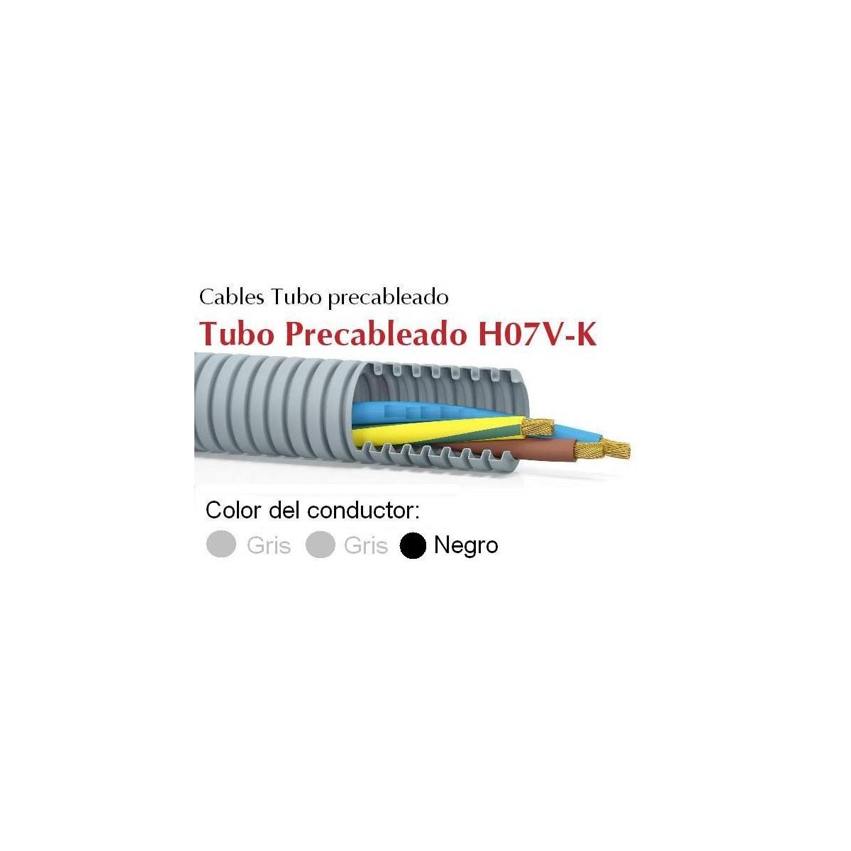 Tubo precableado 20mm + Cable flexible 750v 3x1.5mm2 g+g+n H07V-K Rollo 50 Mts