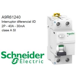 Interruptor Diferencial Superinmunizado 2P 40Amp 30mA A9R61240 Schneider Electric