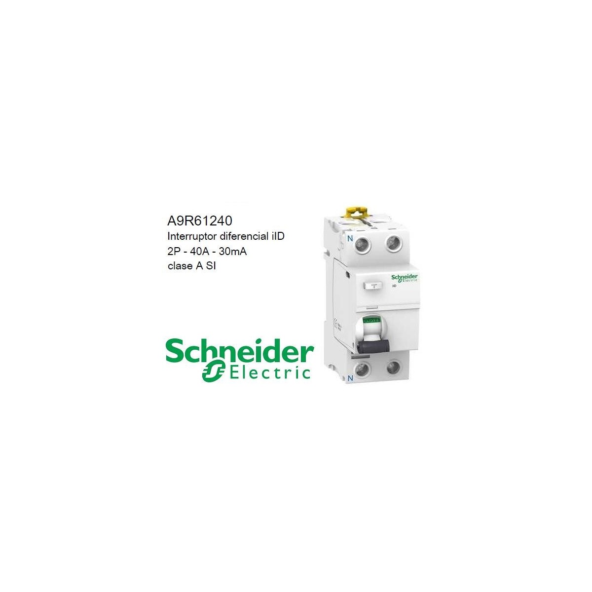 Interruptor Diferencial Superinmunizado 2P 40Amp 30mA A9R61240 Schneider Electric