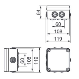 Caja de registro estanca 108x108x64mm