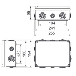 Caja de registro estanca 241x180x95mm