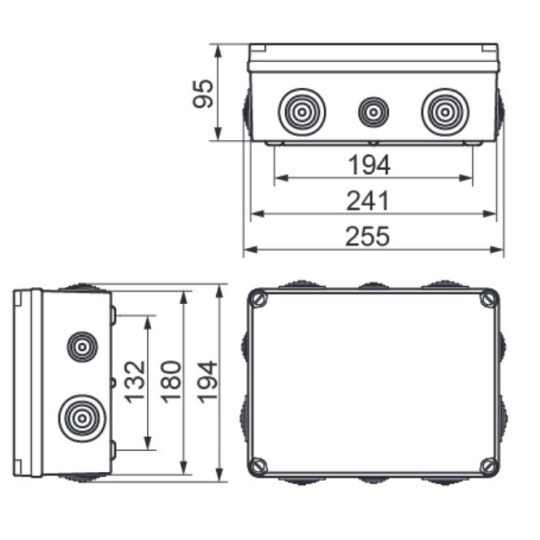 Caja de registro estanca 241x180x95mm