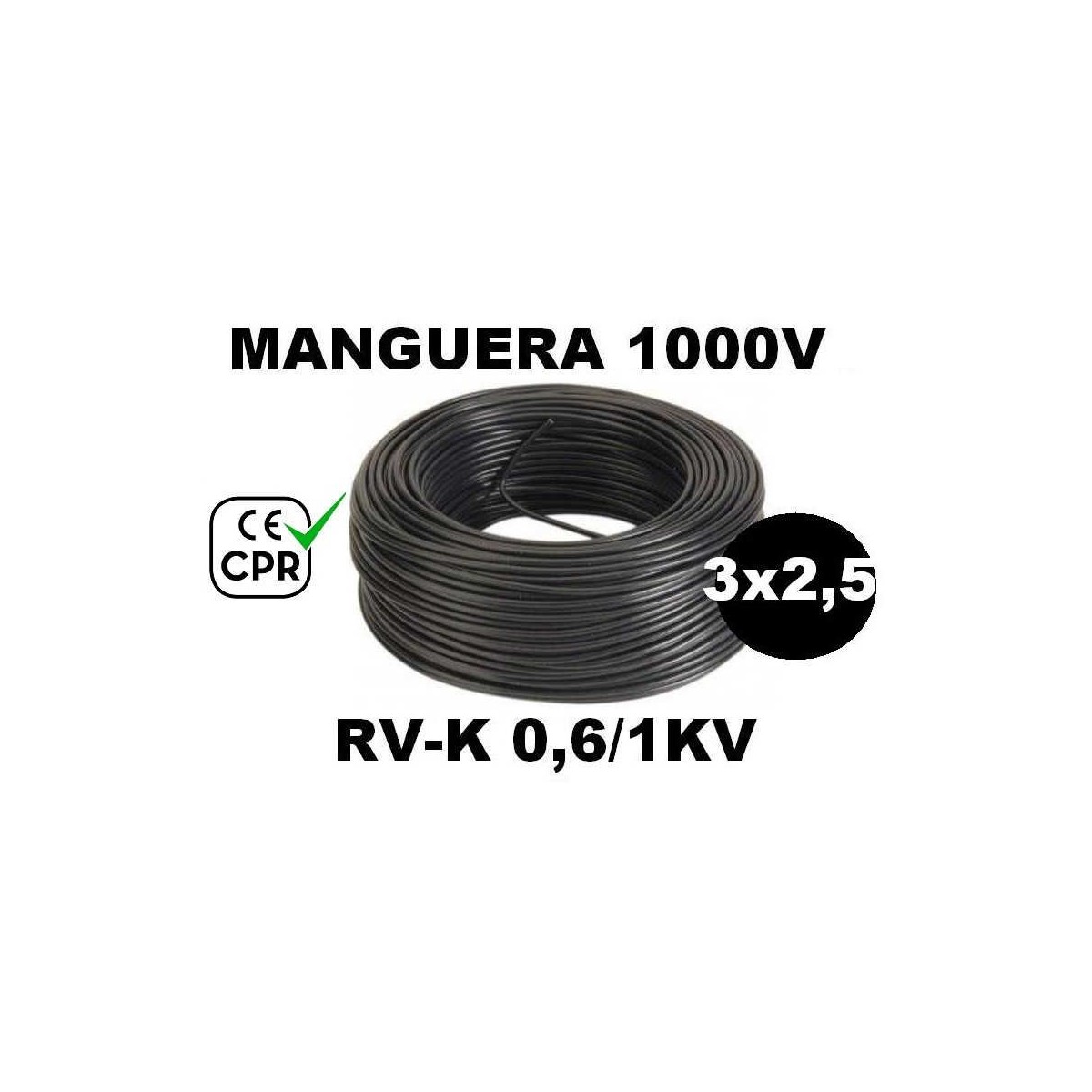 Manguera 1000v 3x2.5mm2 flexible pvc RV-K 0.6/1KV CPR 100 Metros