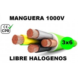 Manguera 1000v 3x6mm2 flexible libre halogenos RZ1-K AS 0.6/1KV CPR Al Corte