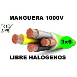 Manguera 1000v 3x6mm2 flexible libre halogenos RZ1-K AS 0.6/1KV CPR Al Corte