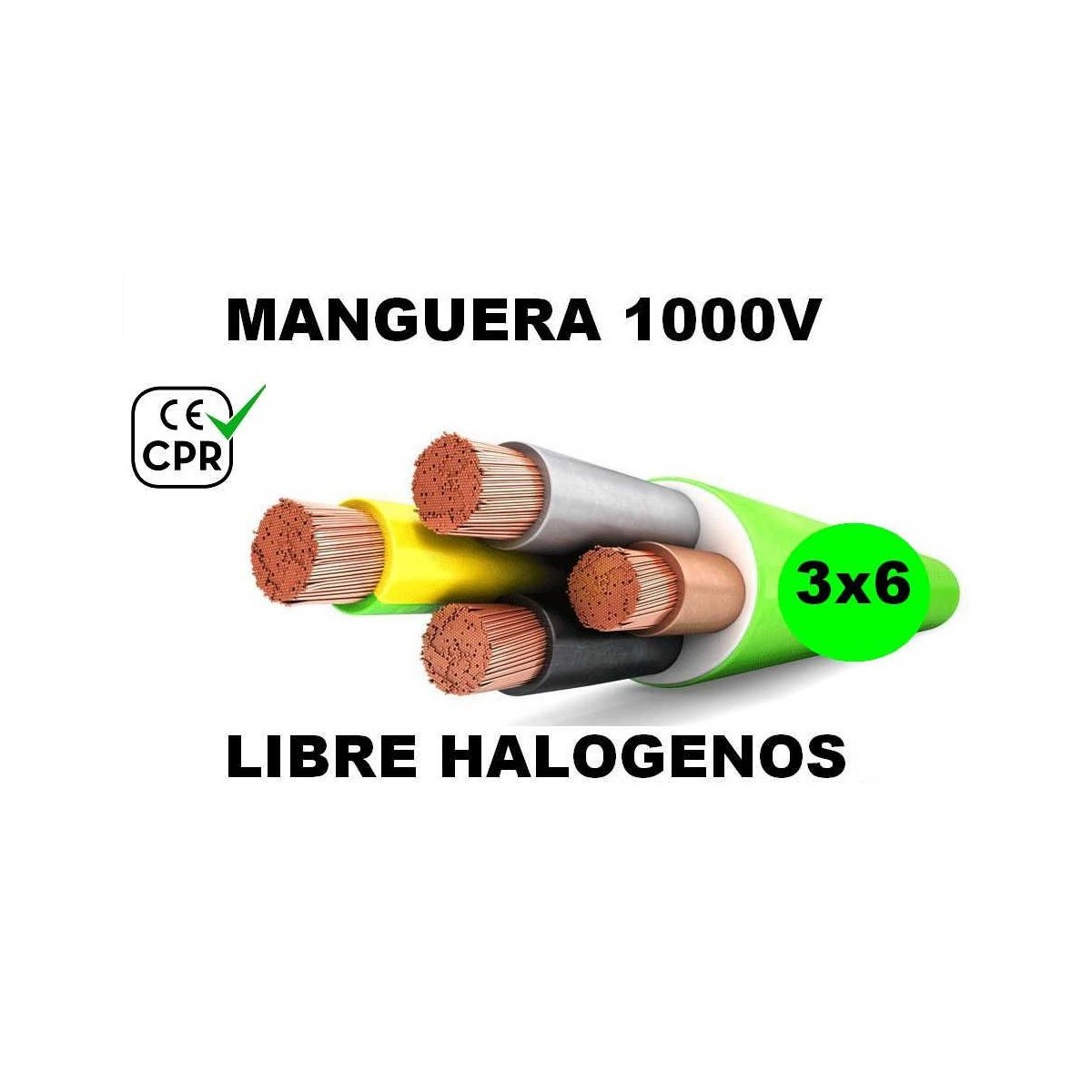 Manguera 1000v 3x6mm2 flexible libre halogenos RZ1-K AS 0.6/1KV CPR Al Corte