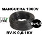 Manguera 1000v 5x1.5mm2 flexible pvc RV-K 0.6/1KV CE CPR 100 Metros