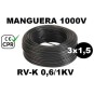 Manguera 1000v 3x1.5mm2 flexible pvc RV-K 0.6/1KV CE CPR 100 Metros