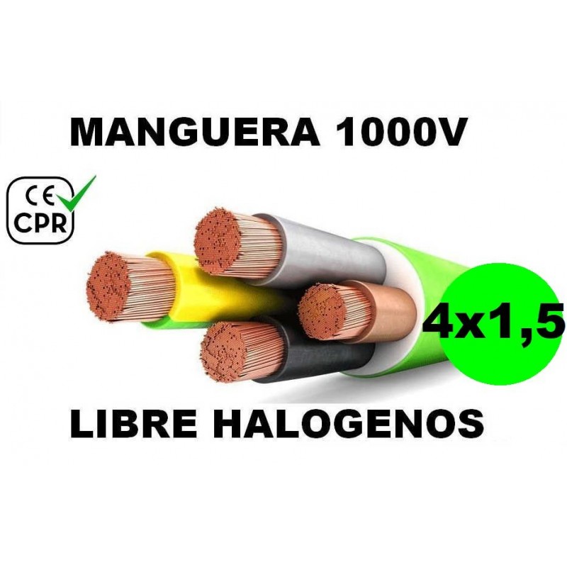 Manguera 1000v 4x1.5mm2 flexible libre halogenos RZ1-K AS 0.6/1KV CE CPR Al Corte