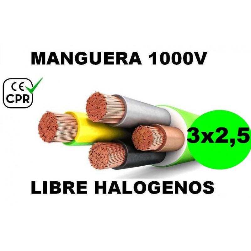 Manguera 1000v 3x2.5mm2 flexible libre halogenos RZ1-K AS 0.6/1KV CE CPR