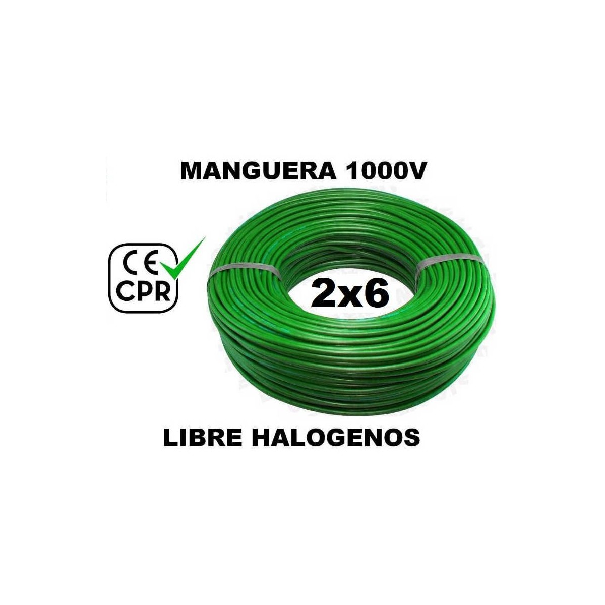 Manguera 1000v 2x6mm2 flexible libre halogenos RZ1-K AS 0.6/1KV CE CPR 100 Metros