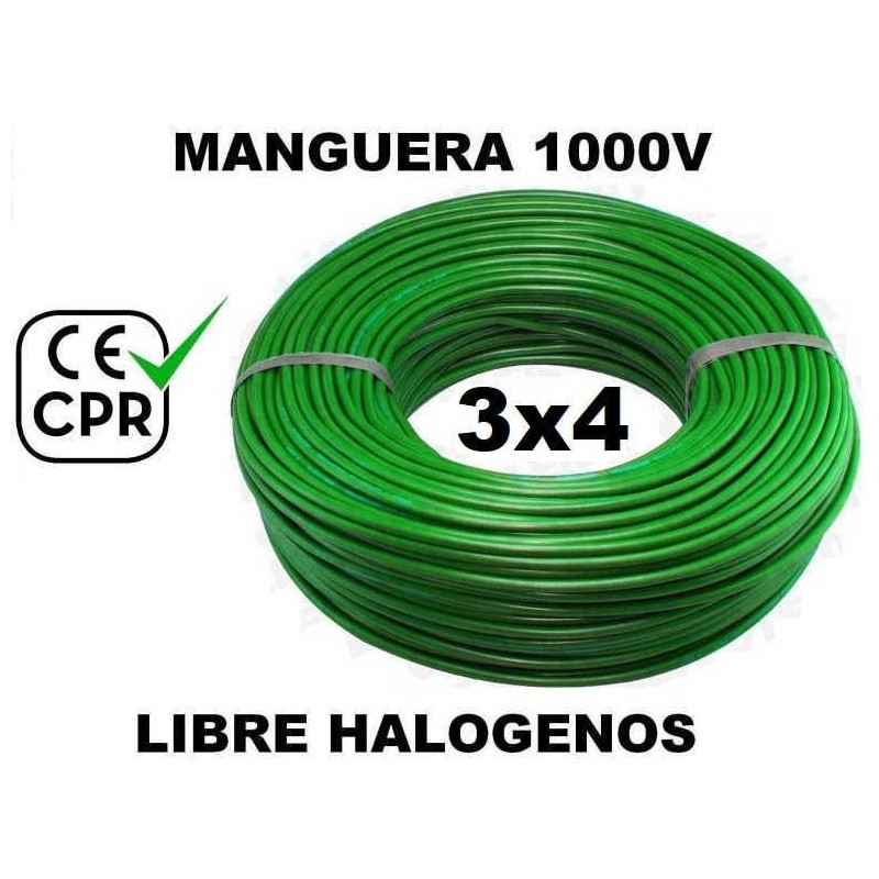 Manguera 1000v 3x4mm2 flexible libre halogenos RZ1-K AS 0.6/1KV CE CPR 100 Metros