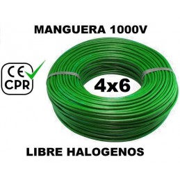 Manguera 1000v 4x6mm2 flexible libre halogenos RZ1-K AS 0.6/1KV CE CPR 100 Metros