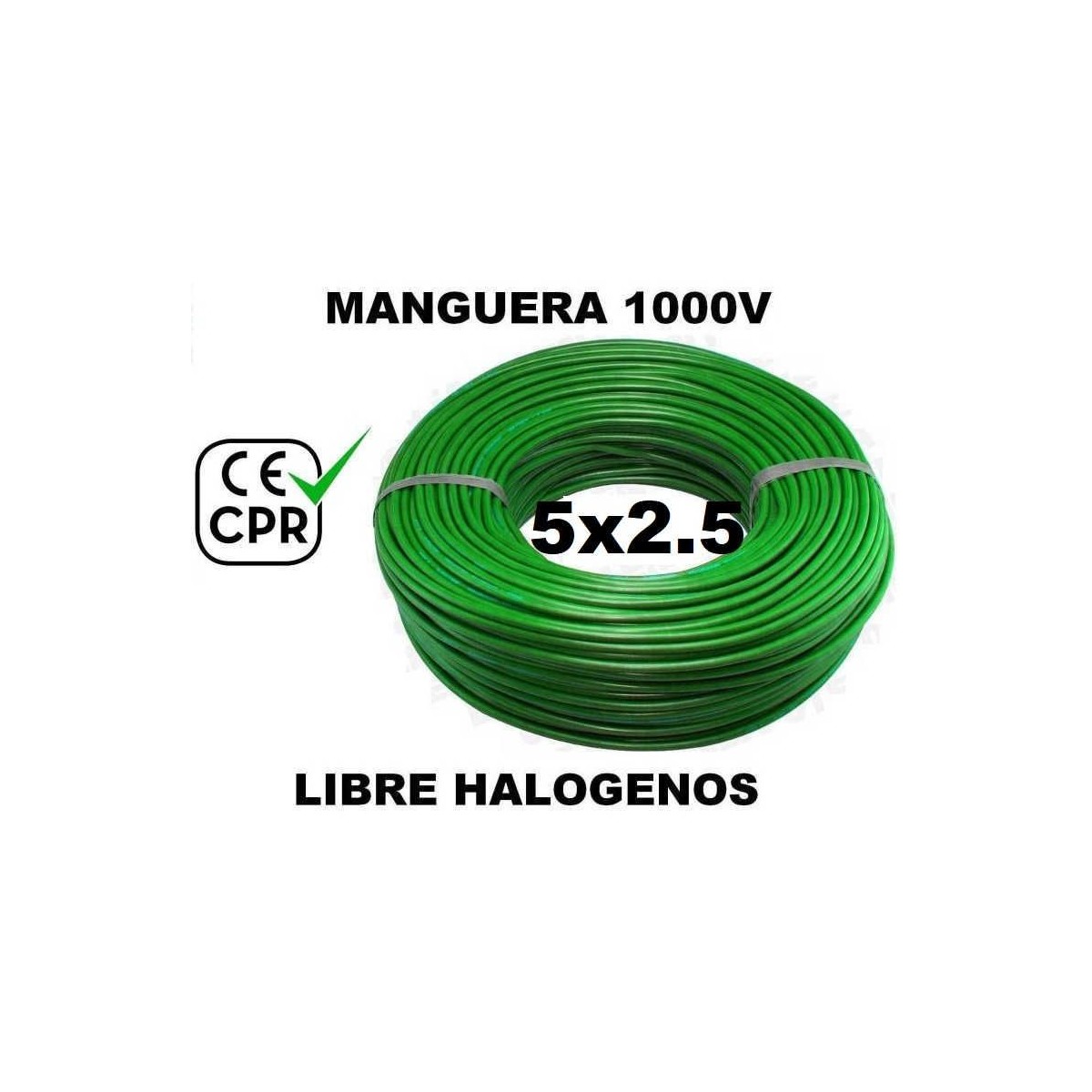 Manguera 1000v 5x2.5mm2 flexible libre halogenos RZ1-K AS 0.6/1KV CE CPR 100 Metros