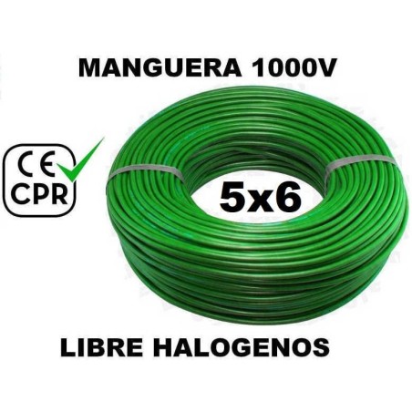 Manguera 1000v 5x6mm2 flexible libre halogenos RZ1-K AS 0.6/1KV CE CPR 100 Metros