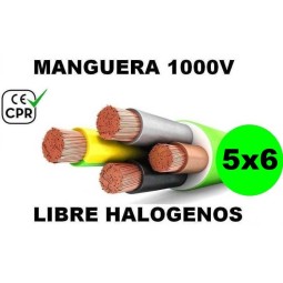Manguera 1000v 5x6mm2 flexible libre halogenos RZ1-K AS 0.6/1KV CE CPR Al Corte