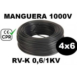 Manguera 1000v 4x6mm2 flexible pvc RV-K 0.6/1KV CE CPR 100 Metros