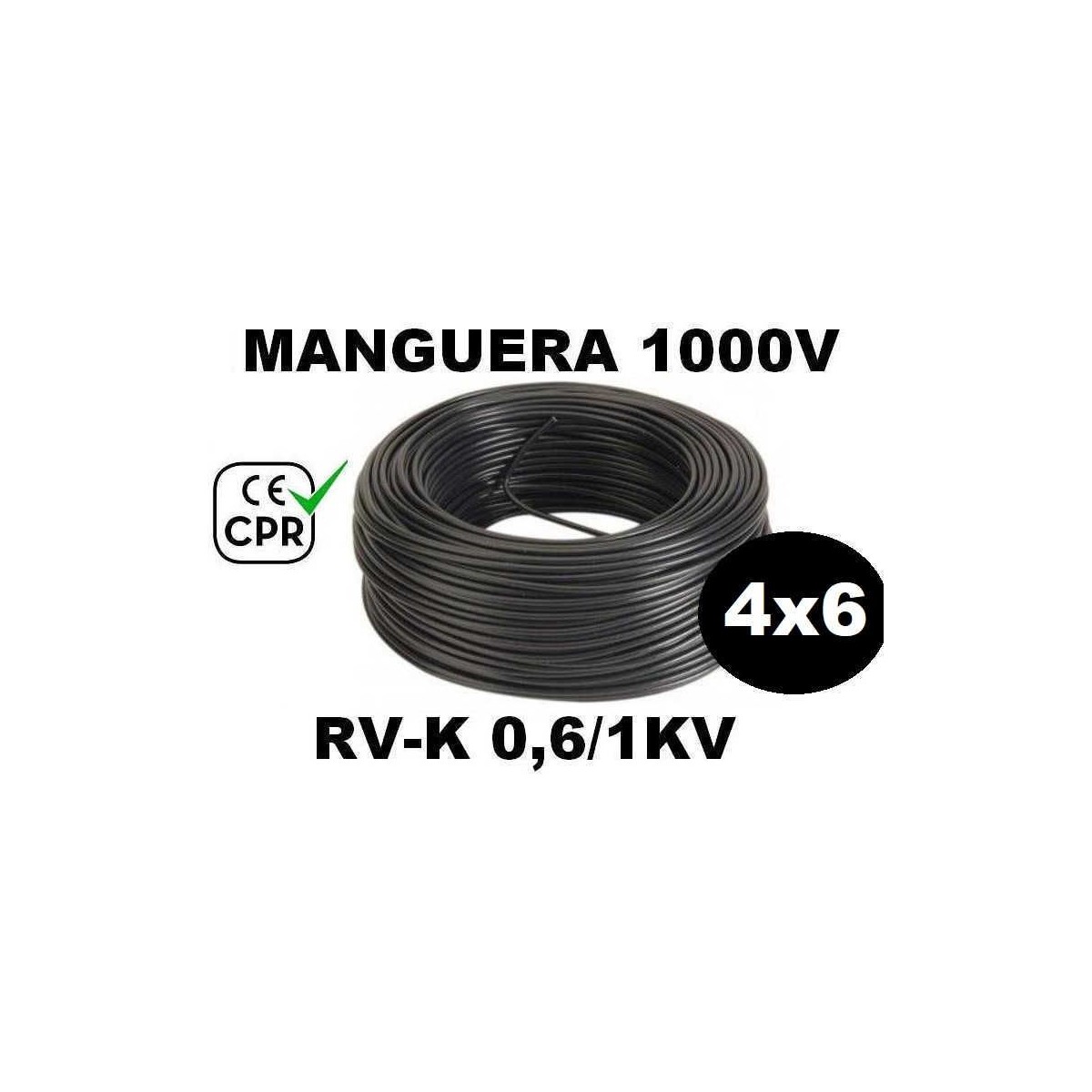 Manguera 1000v 4x6mm2 flexible pvc RV-K 0.6/1KV CE CPR 100 Metros