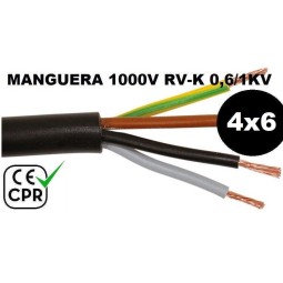 Manguera 1000v 4x6mm2 flexible pvc RV-K 0.6/1KV CE CPR Al Corte