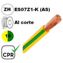 Cable flexible 1x16mm2 tierra libre halogenos 750v CE CPR Al Corte