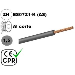Cable flexible 1x1.5mm2 gris libre halogenos 750v CE CPR Al Corte