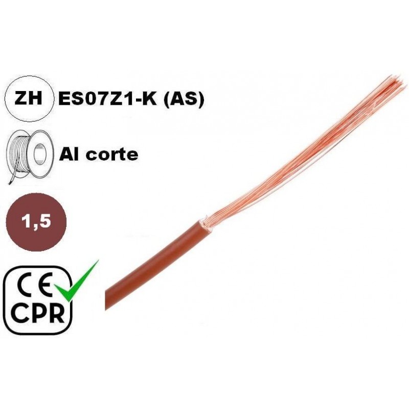 Cable flexible 1x1.5mm2 marron libre halogenos 750v CE CPR Al Corte
