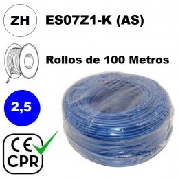 Cable flexible 1x2.5mm2 azul libre halogenos 750v CE CPR 100 Metros