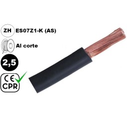 Cable flexible 1x2.5mm2 negro libre halogenos 750v CE CPR Al Corte