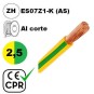 Cable flexible 1x2.5mm2 tierra libre halogenos 750v CE CPR Al Corte