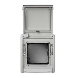Caja estanca Simon 44 Aqua con tapa articulada IP55 para mecanismos Simon 27