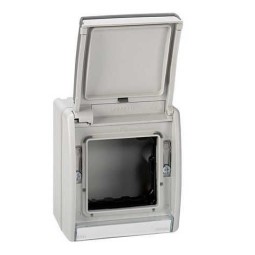Caja estanca Simon 44 Aqua con tapa articulada IP55 para mecanismos Simon 27