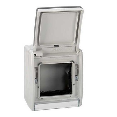 Caja estanca Simon 44 Aqua con tapa articulada IP55 para mecanismos Simon 27