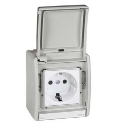 Caja estanca Simon 44 Aqua con tapa articulada IP55 para mecanismos Simon 27