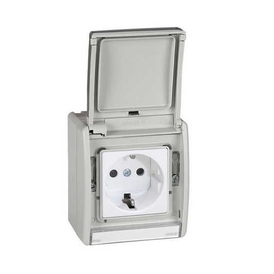 Caja estanca Simon 44 Aqua con tapa articulada IP55 para mecanismos Simon 27