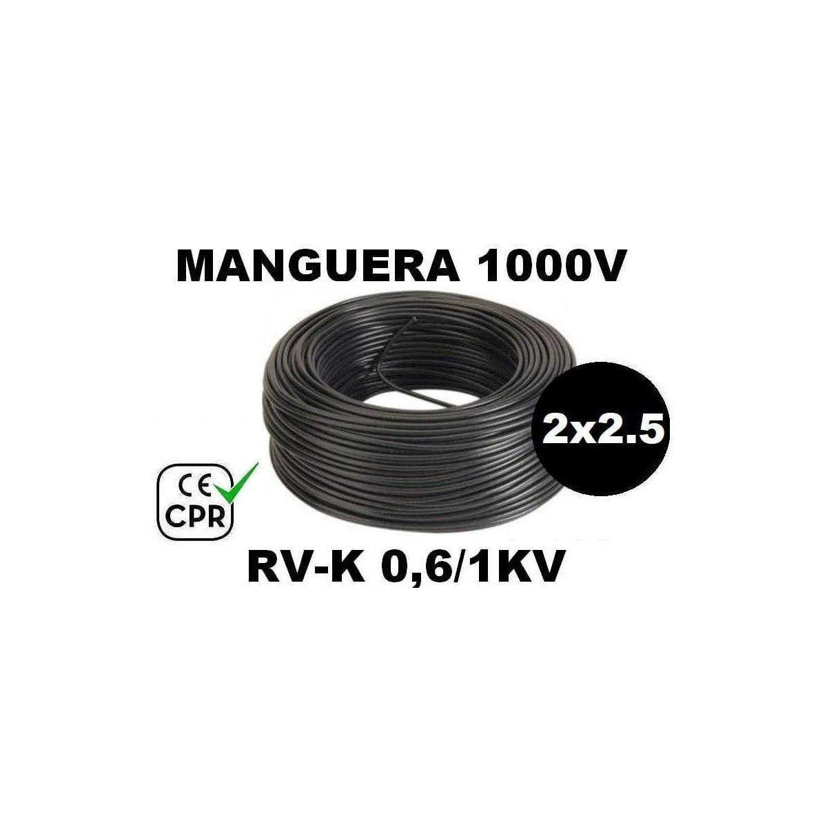 Manguera 1000v 2x2.5mm2 flexible pvc RV-K 0.6/1KV CE CPR 100 Metro