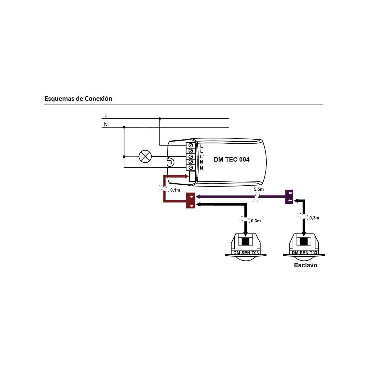 Detector movimiento esclavo DM SEN T03 techo 360º 230V 6 metros Dinuy