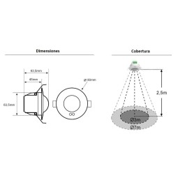 Detector movimiento esclavo DM SEN T03 techo 360º 230V 6 metros Dinuy