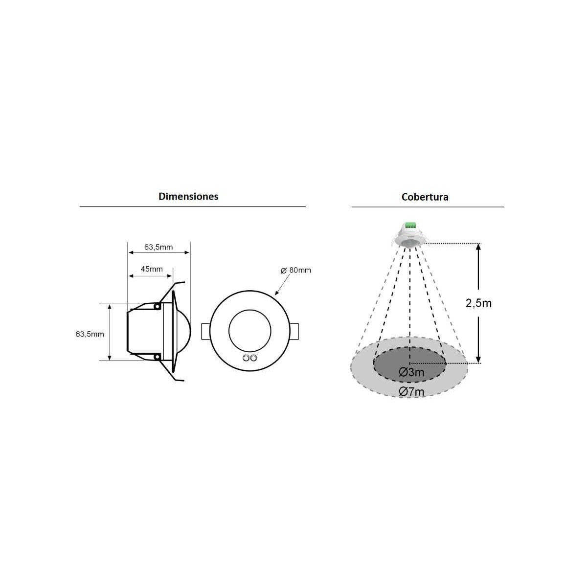 Detector movimiento esclavo DM SEN T03 techo 360º 230V 6 metros Dinuy