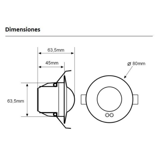 Detector movimiento DM TEC 004 techo 360º 230V 6 metros Dinuy