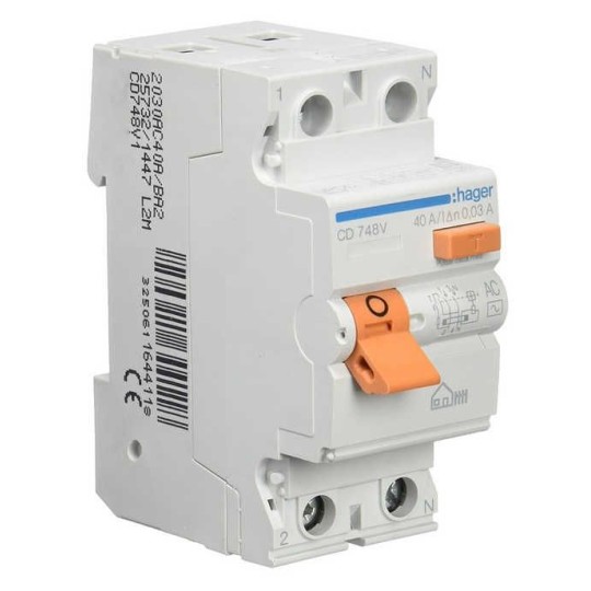 Interruptor Diferencial 2P 40A 30mA Hager CD748V