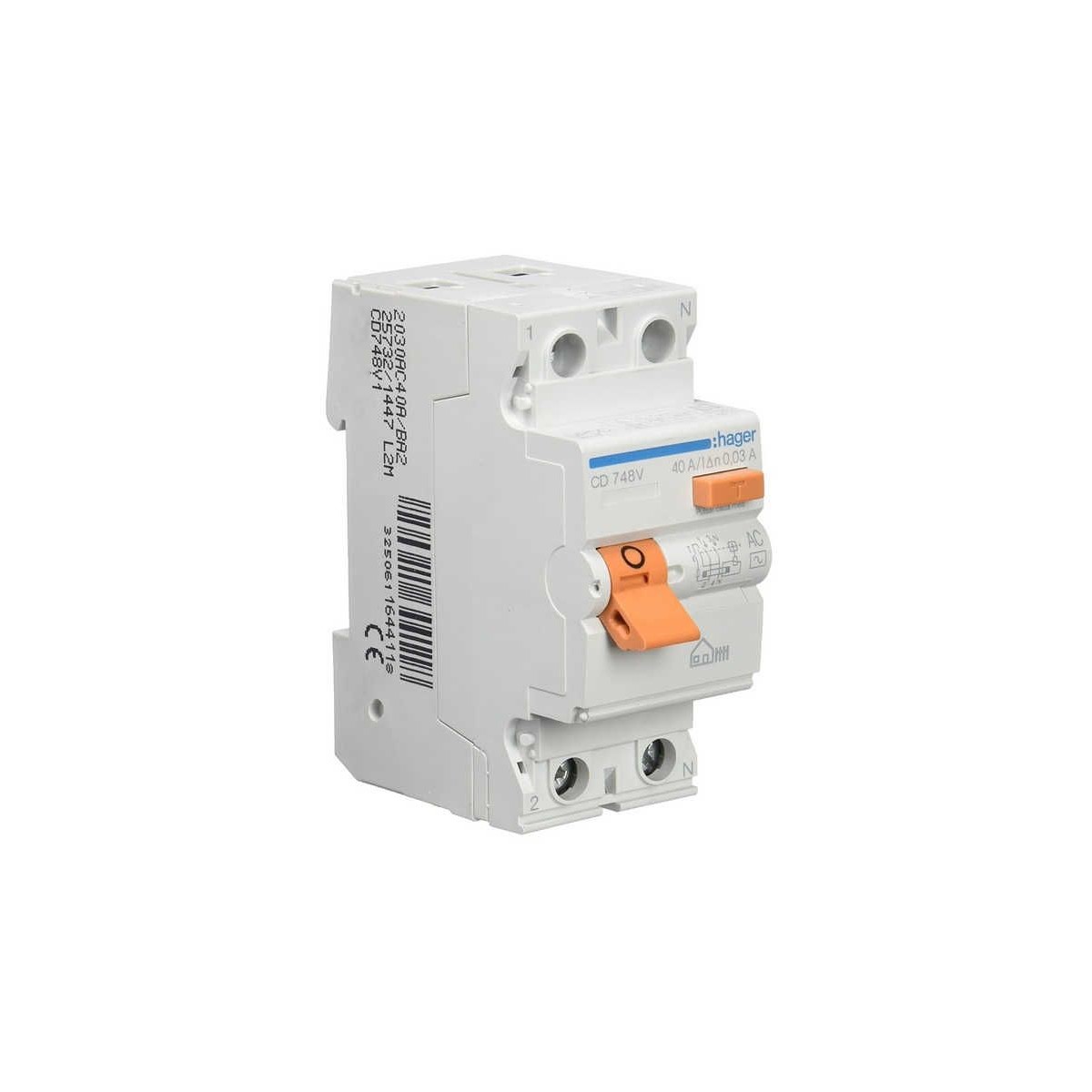 Interruptor Diferencial 2P 40A 30mA Hager CD748V
