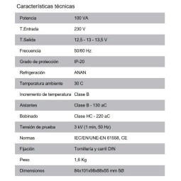 Transformador piscina 230/12V AC 100VA Polilux PIP100