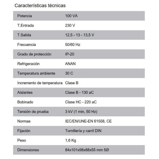 Transformador piscina 230/12V AC 100VA Polilux PIP100