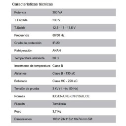 Transformador piscina 230/12V AC 300VA Polilux PIP300