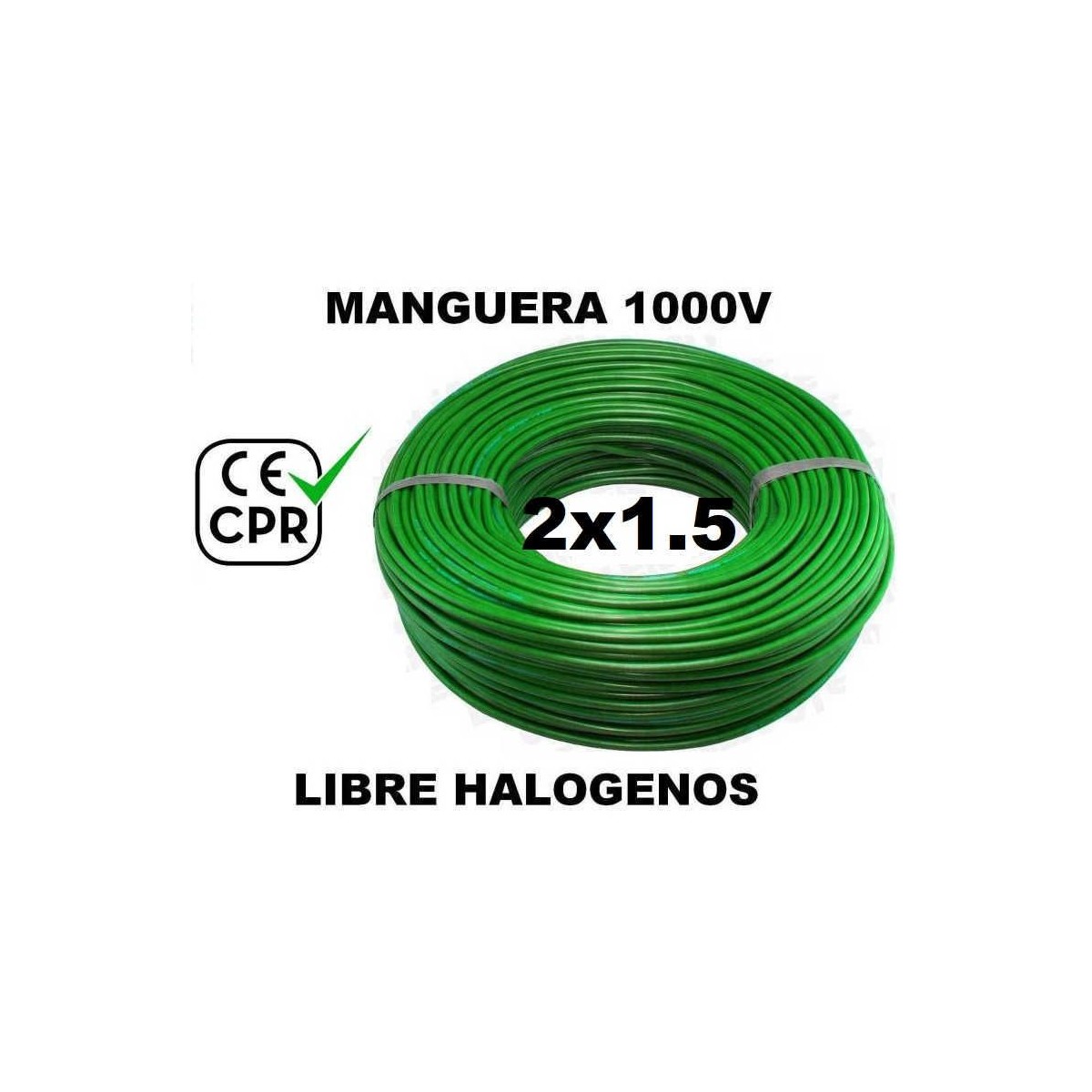 Manguera 1000v 2x1.5mm2 flexible libre halogenos RZ1-K AS 0.6/1KV CE CPR 100 Metros